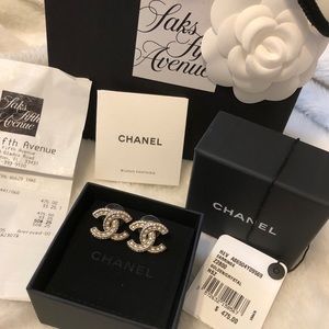 Chanel CC earrings Golden/Crystal